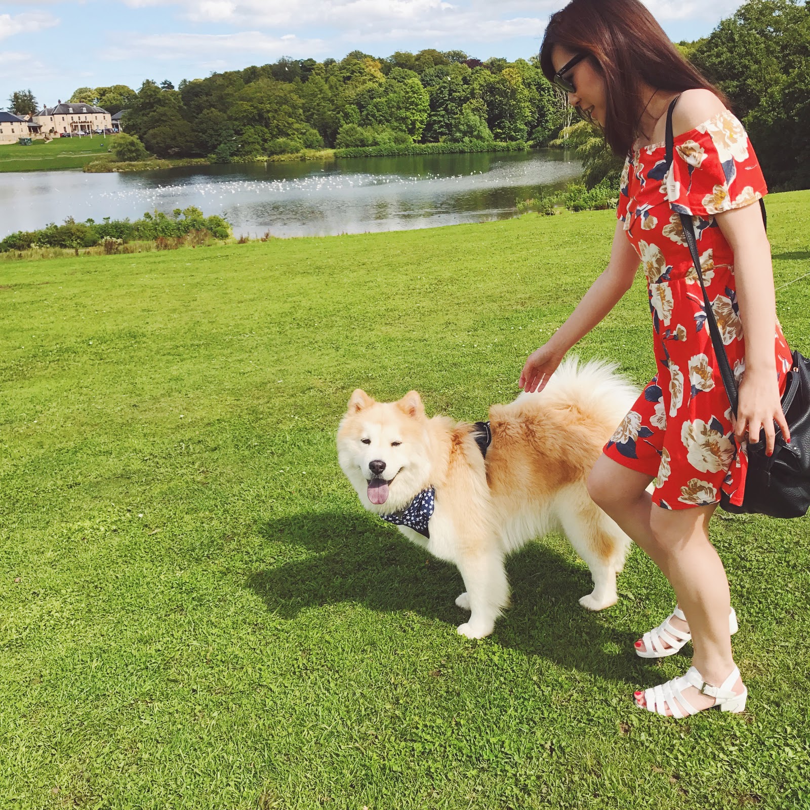 Outfit: Red Floral Off-The-Shoulder Dress